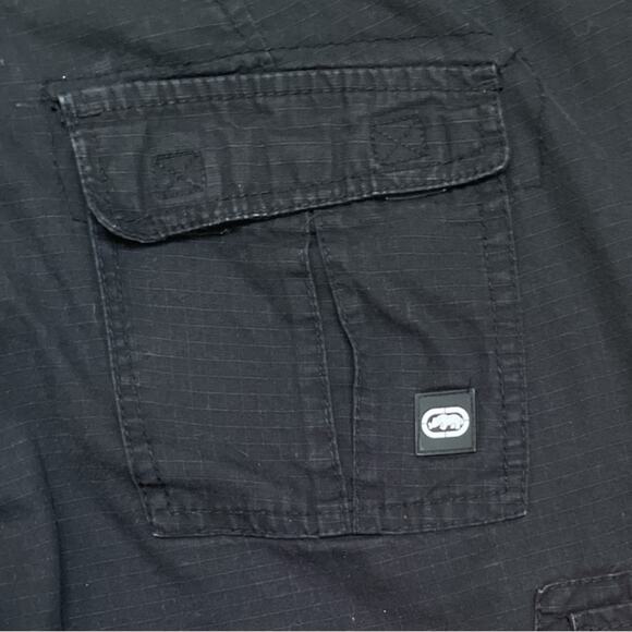 ECKO UNLTD Cargo Shorts Black Men SZ 34 Relaxed Baggy Fit Ripstop Skater Hip Hop - Picture 6 of 10